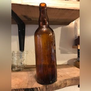 Vintage Amber Wine Liquor Whiskey Bottle Old